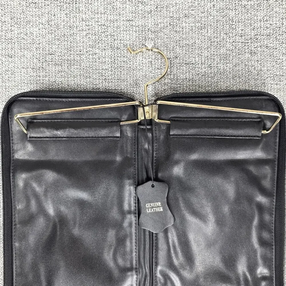 GIVENCHY VINTAGE BLACK COWHIDE LEATHER HANGING TIE HOLDER TRAVEL CASE ZIP BIFOLD